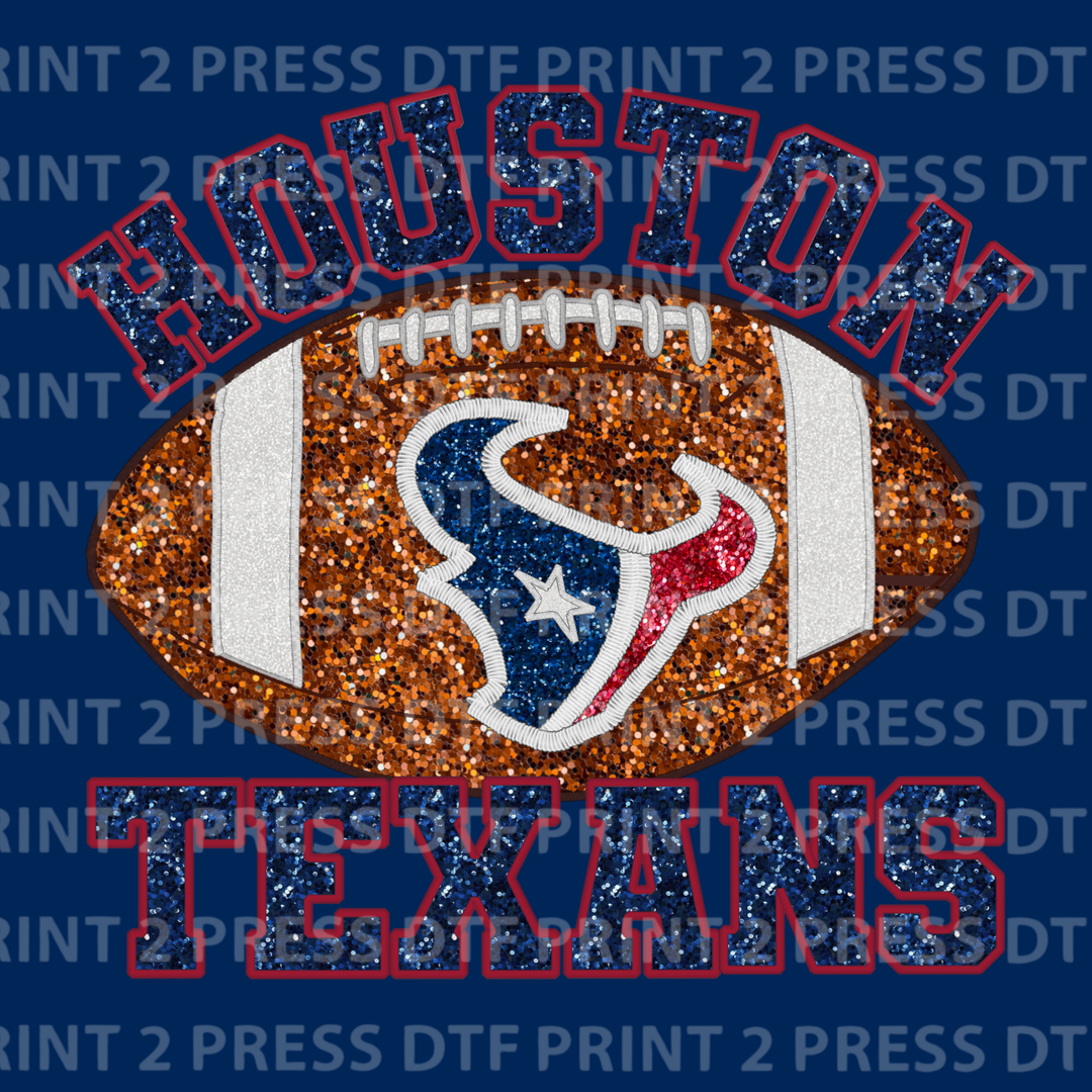 Faux Glitter Texans Football