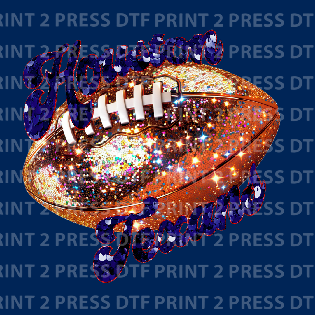 Faux Glitter Texans Football