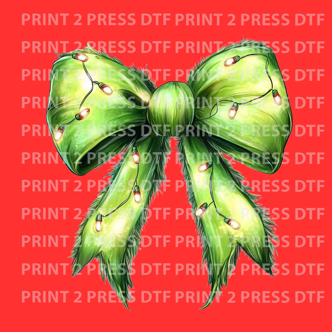 Fuzzy Coquette Lights Grinch Bow