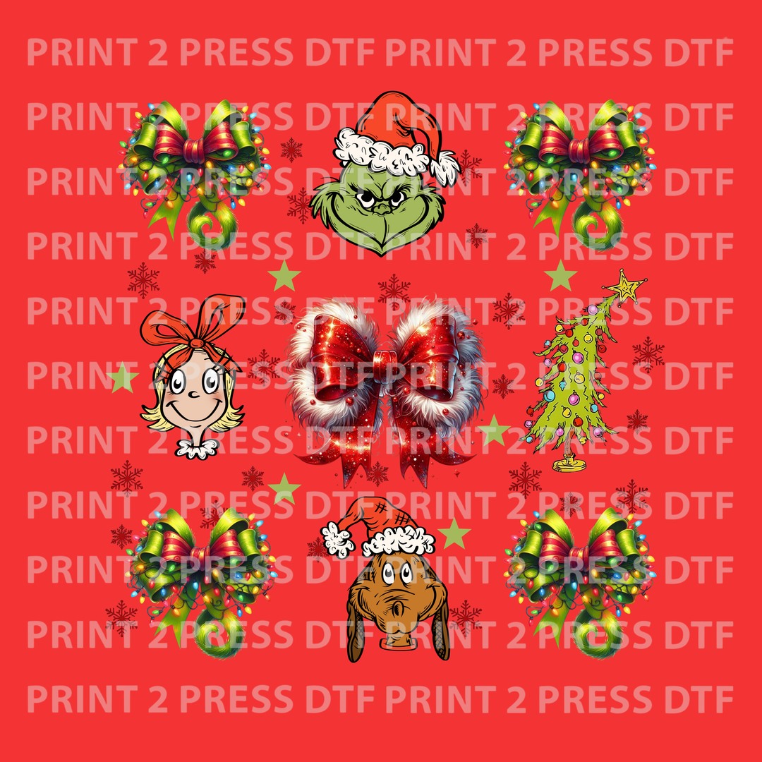 Grinch Green & Red Bows Characters