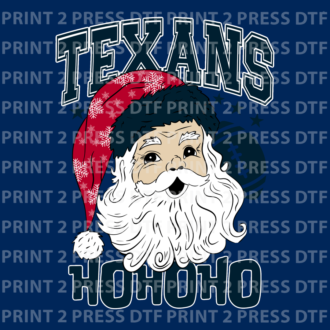 Texans Santa HO HO HO  (Red Santa Hat)