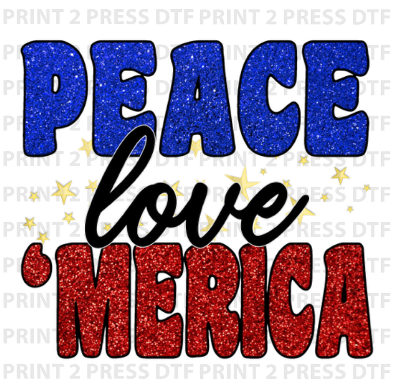 Peace love 'MERICA Faux Glitter