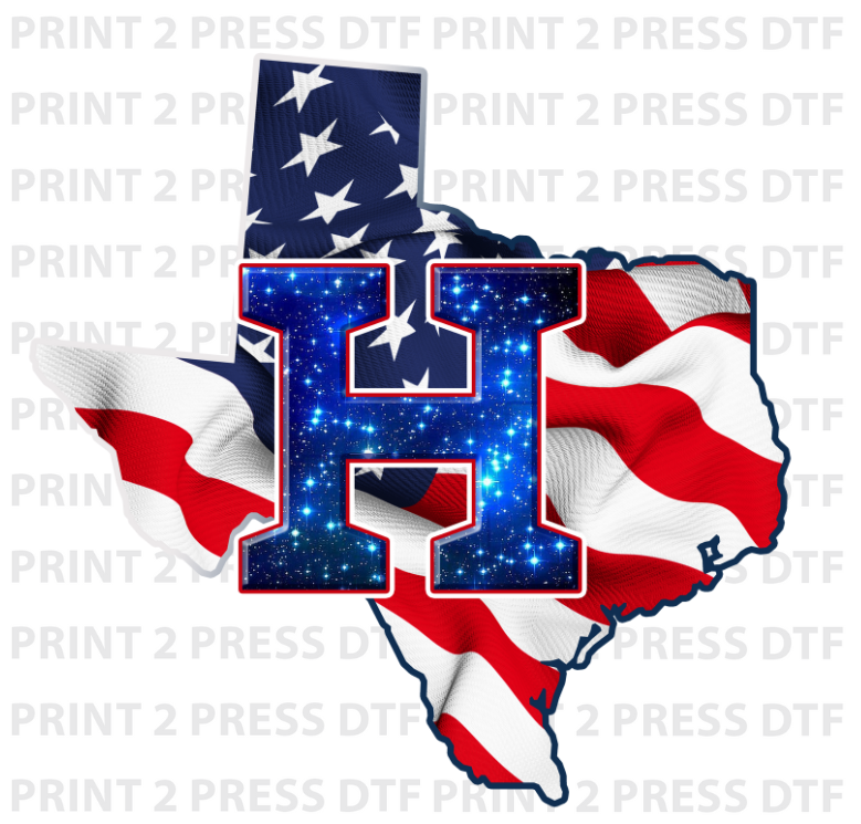 Faux Glitter H TX State American Flag