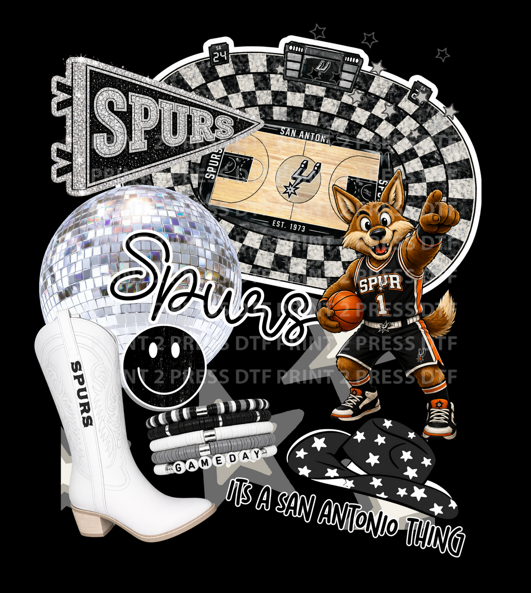 Spurs Gameday Western Disco Graphic