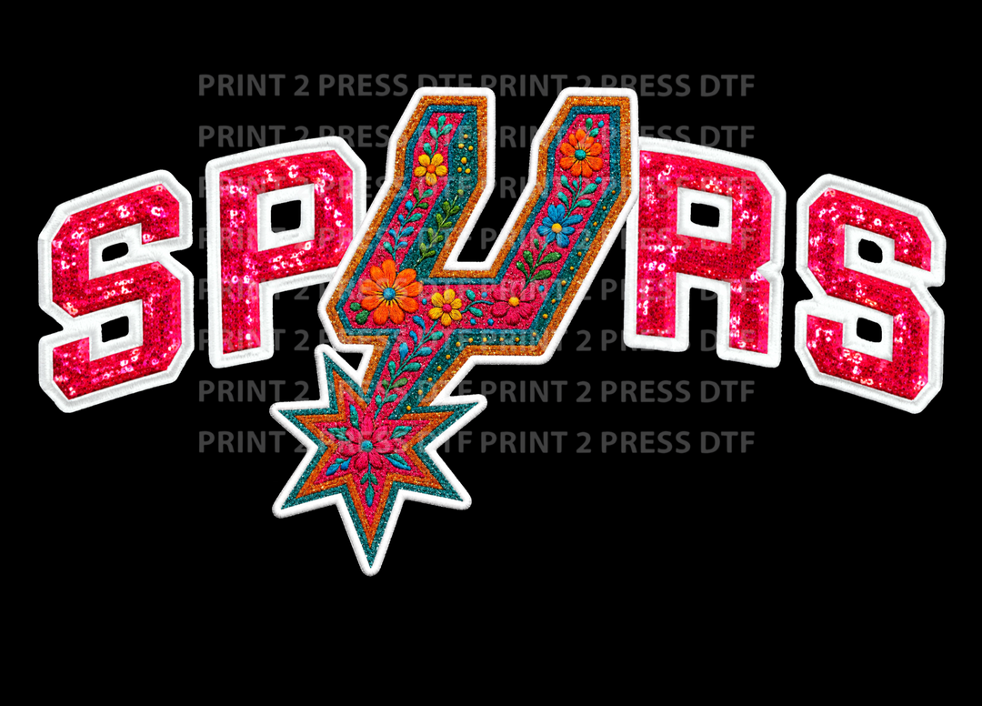 Spurs Floral Embroidery Front and Back