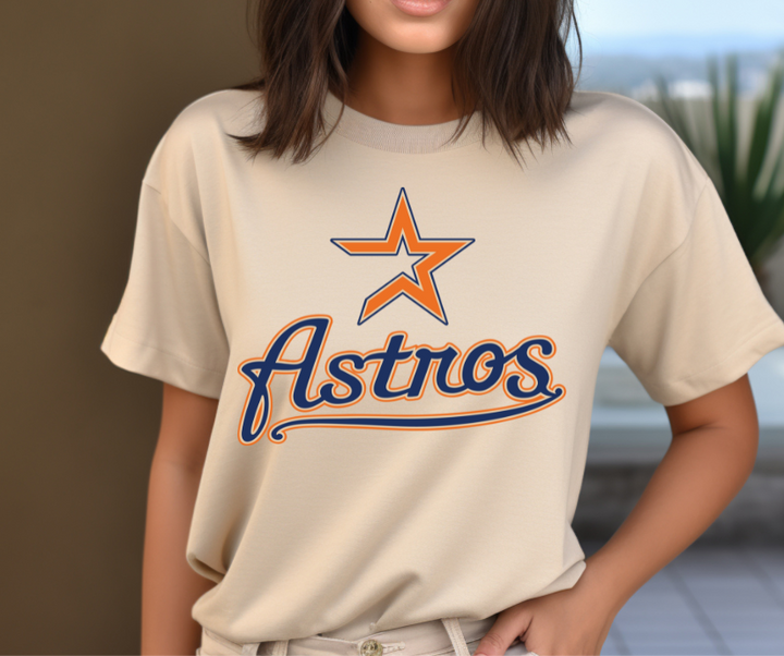 Orange Retro Astros DTF Transfer