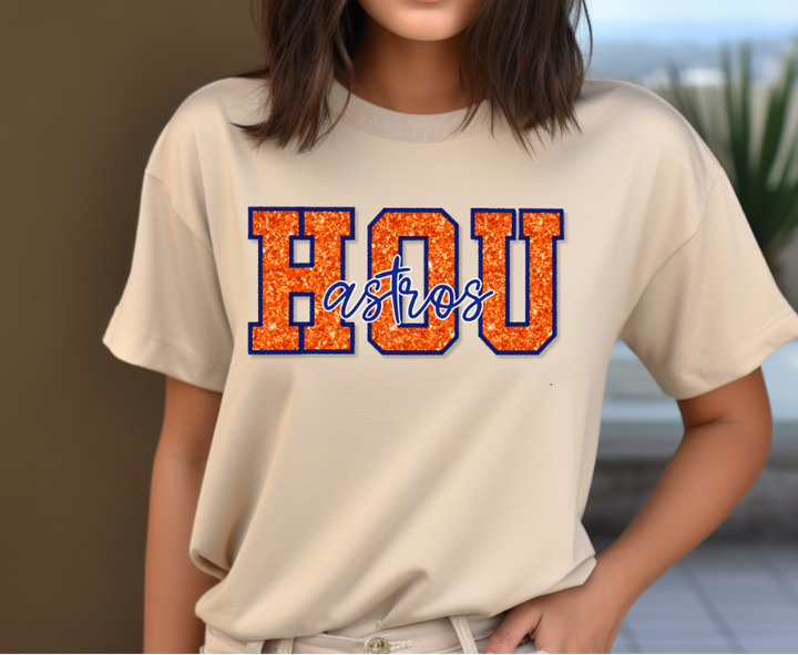 Faux Glitter HOU Astros DTF Transfer