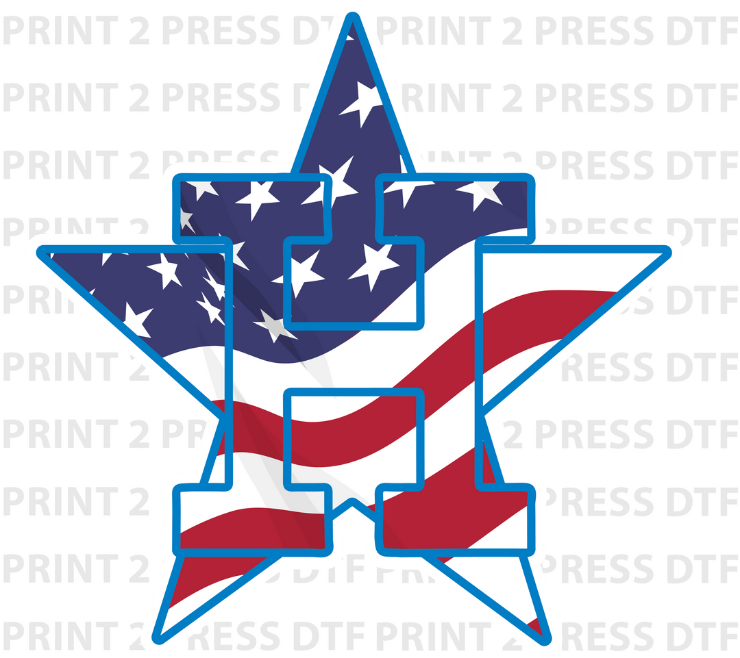 American Flag H - Baby Blue Trim