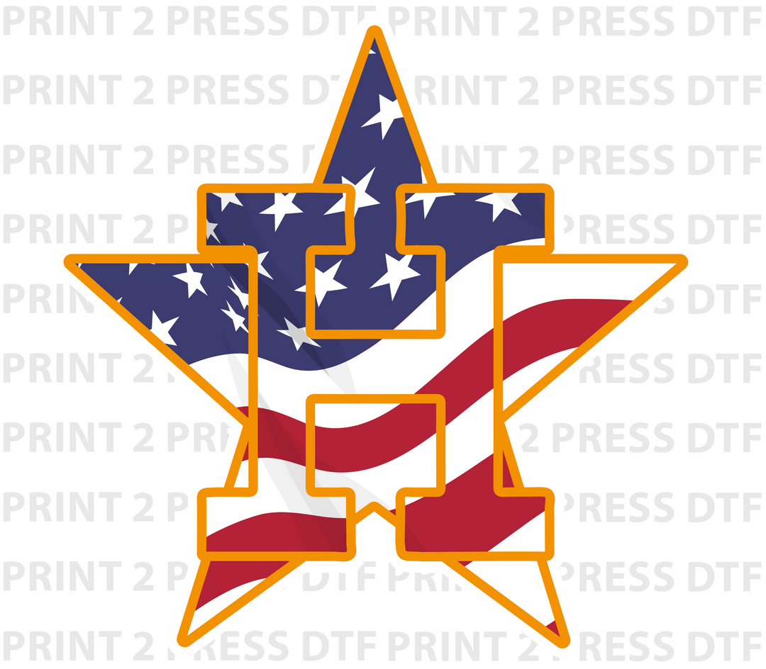 American Flag H - Gold Trim