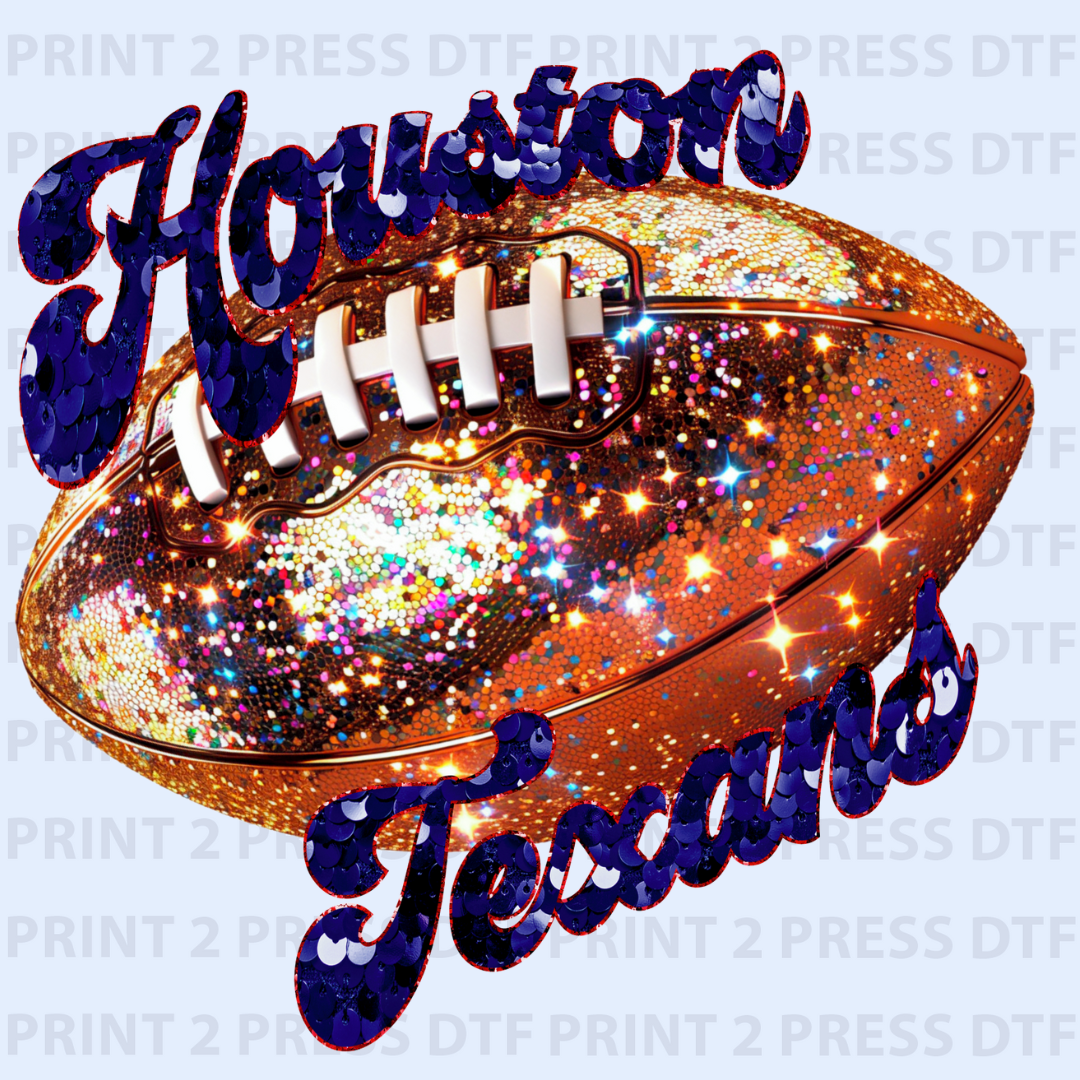 Faux Glitter Texans Football