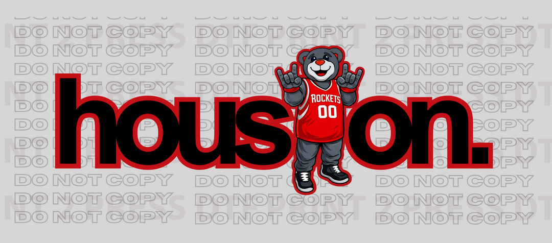 Houston w Rockets mascot Blackred outline