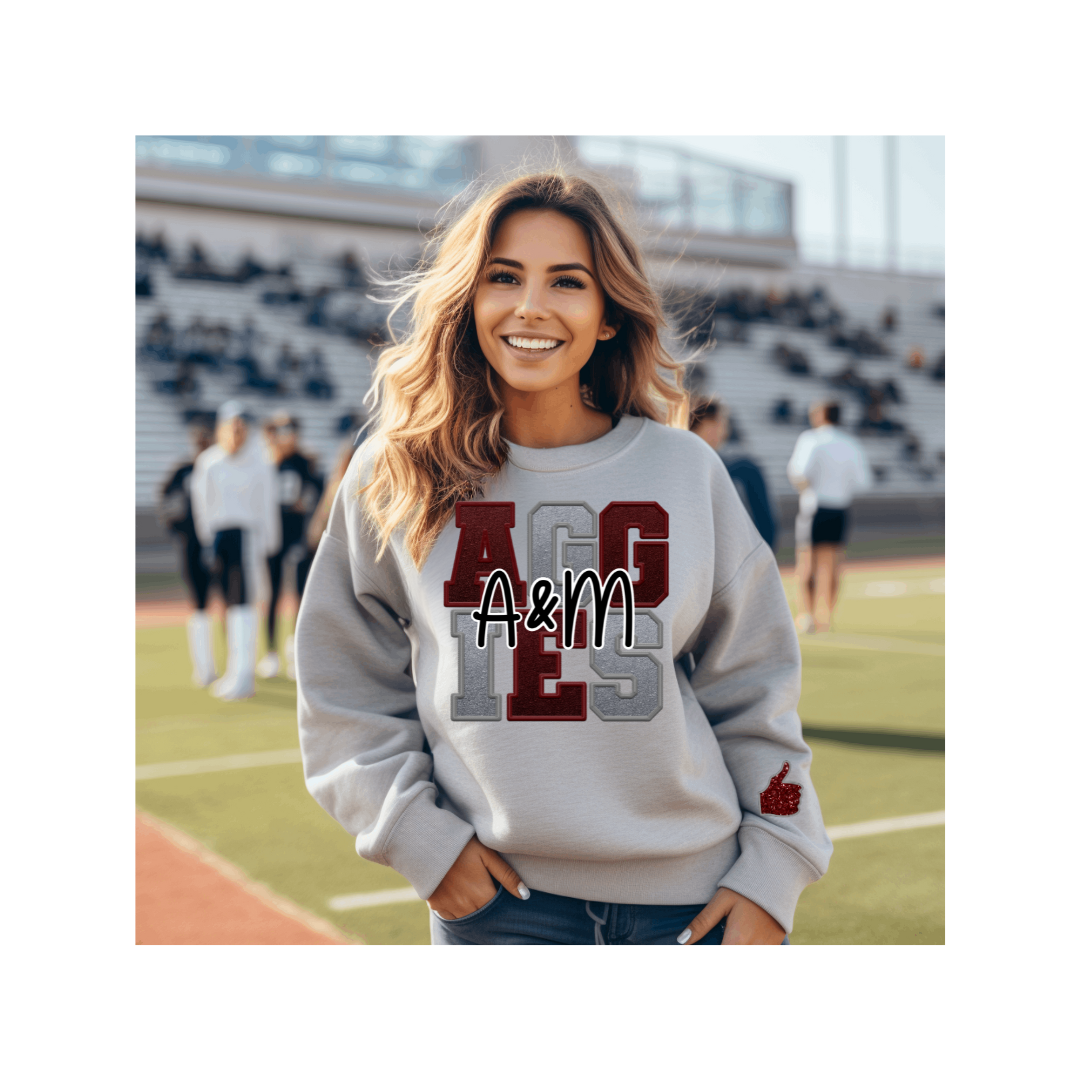 Go Aggies Faux Embroidery