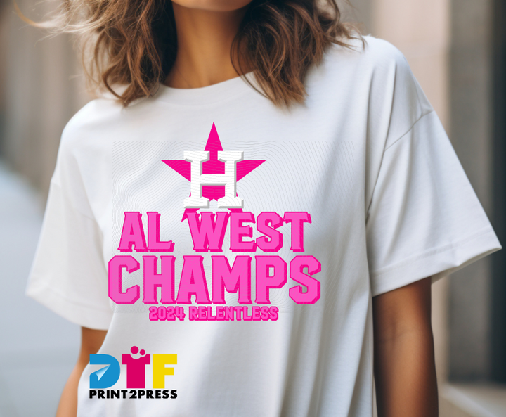 Pink AL West Champs DTF Transfer