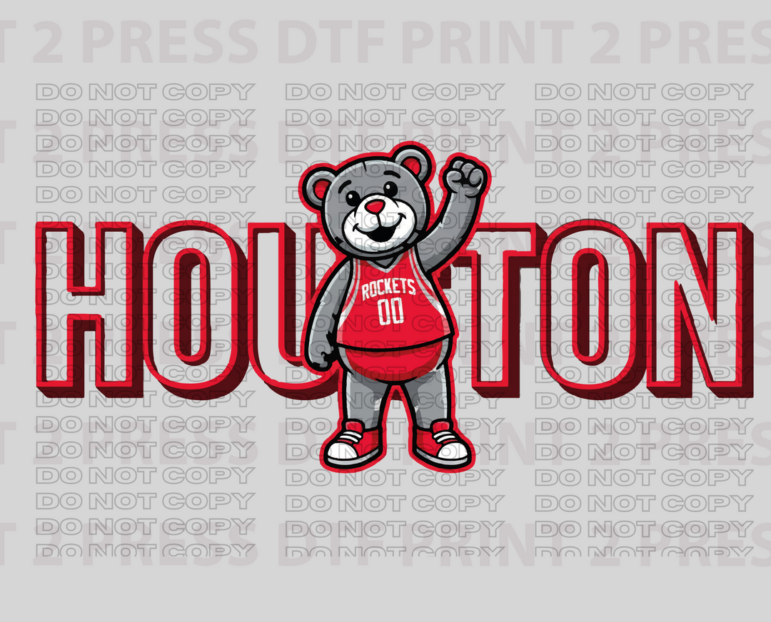 Houston w Rockets mascot Standing red outline