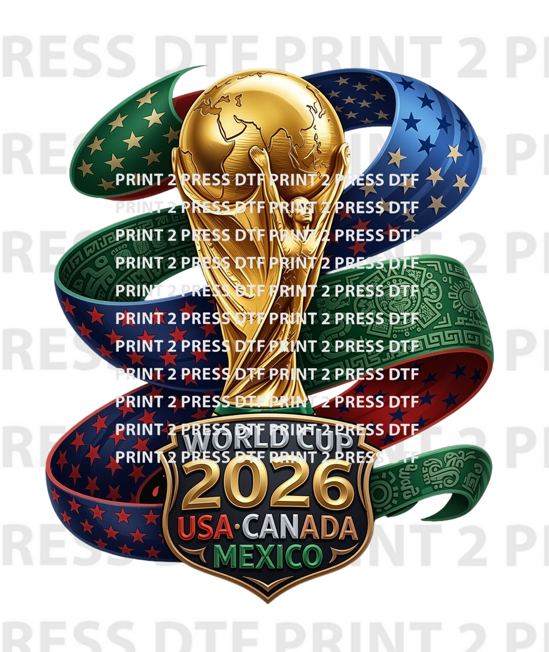 World Cup 2026 USA Canada Mexico w Gold Trophy