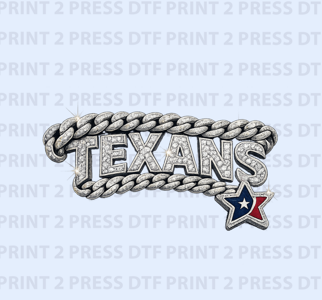 TEXANS Rhinestones w Silver Chain