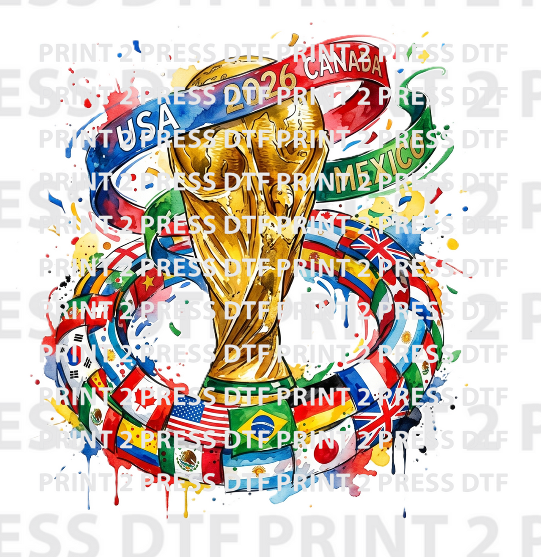 2026 FIFA World Cup Trophy Watercolor Design
