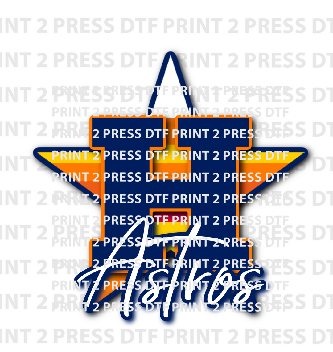 Astros Blue H w Orange and Yellow strip