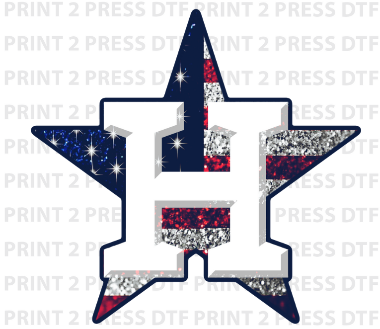 USA Star - White H Faux Glitter