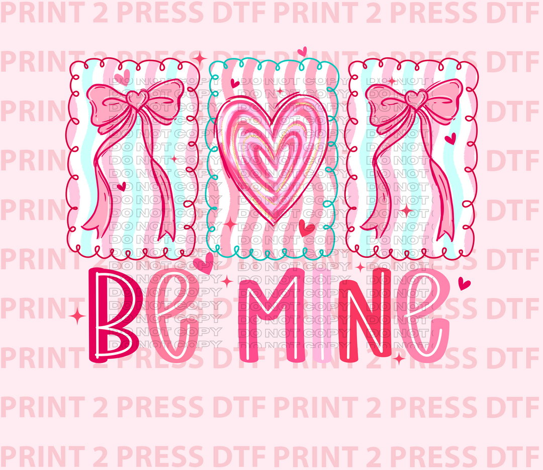 Be Mine Bow Heart Bow Pink