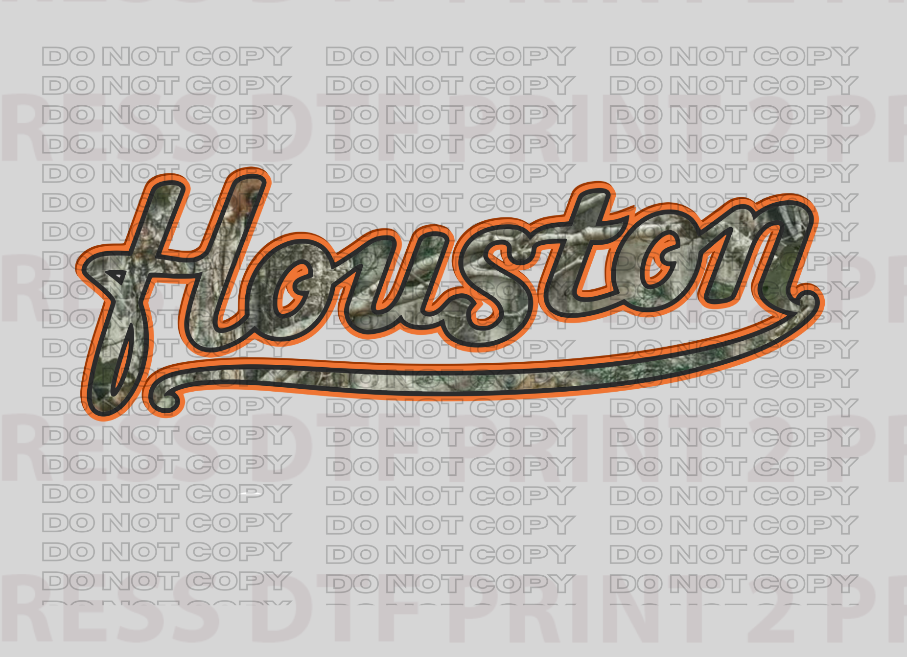 Houston CAmeo with Orange outline Cursive – Print2Press DTF Boutique