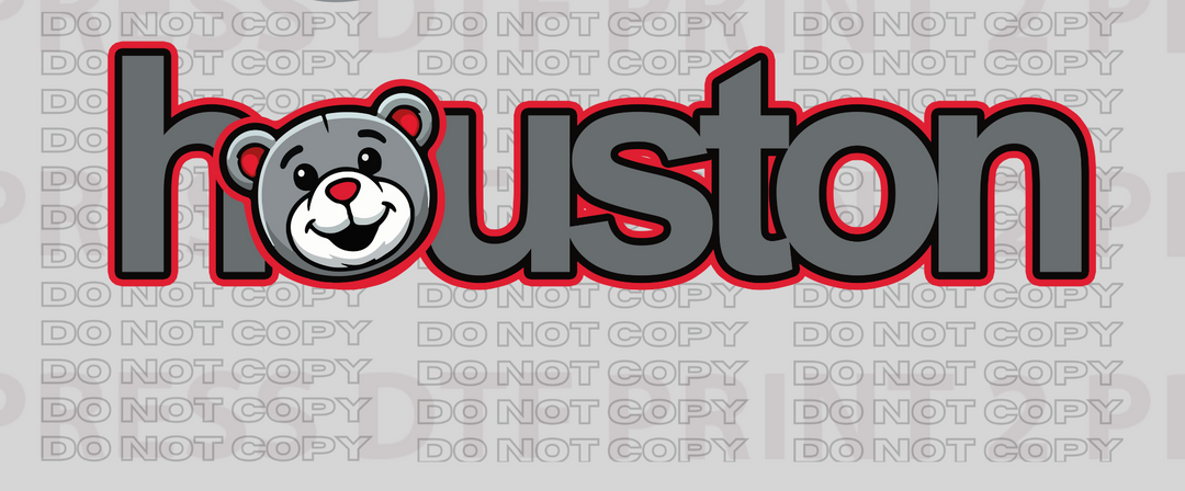 Houston Clutch Face Grey and Red outline