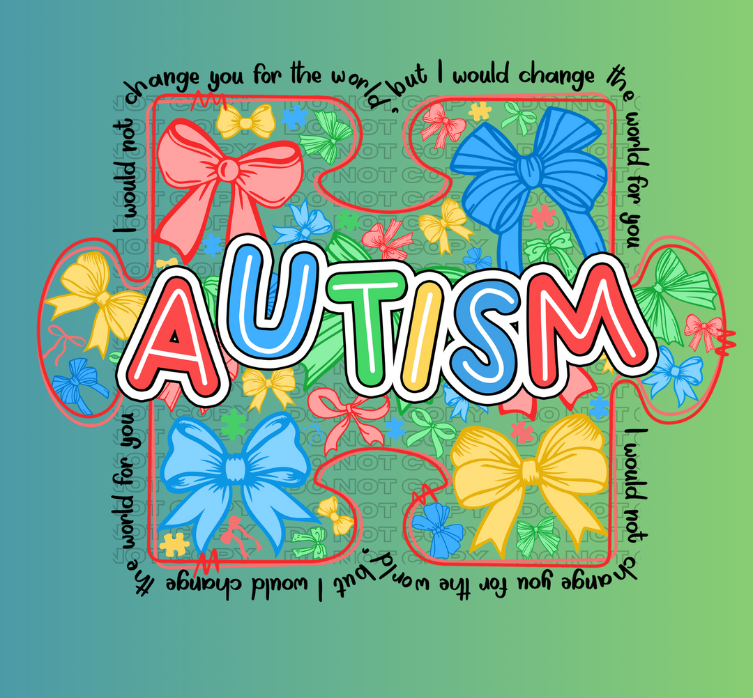 Autism Puzzle Piece with Bows